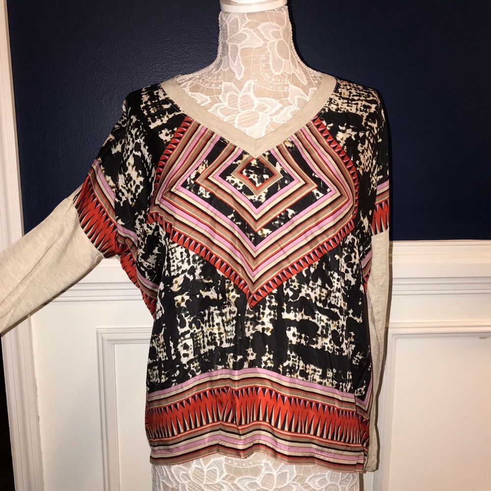 CAbi #768 Aztec Silk Scarf Blouse